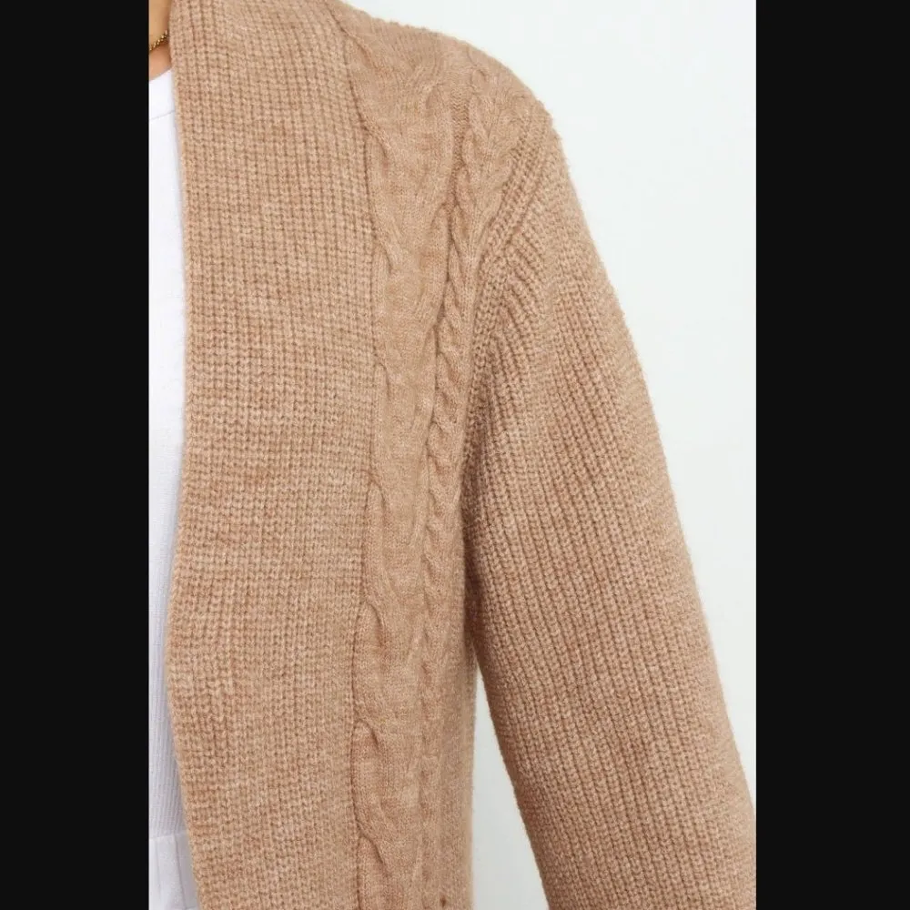 Petal & Pup Dori Light Brown Knit Longline Cardigan L - Image 6
