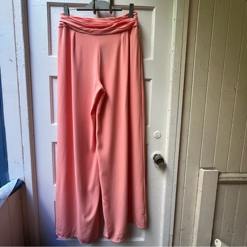 Mango wide leg palazzo pants 6 orange Sorbet office preppy casual dressy new - Image 7