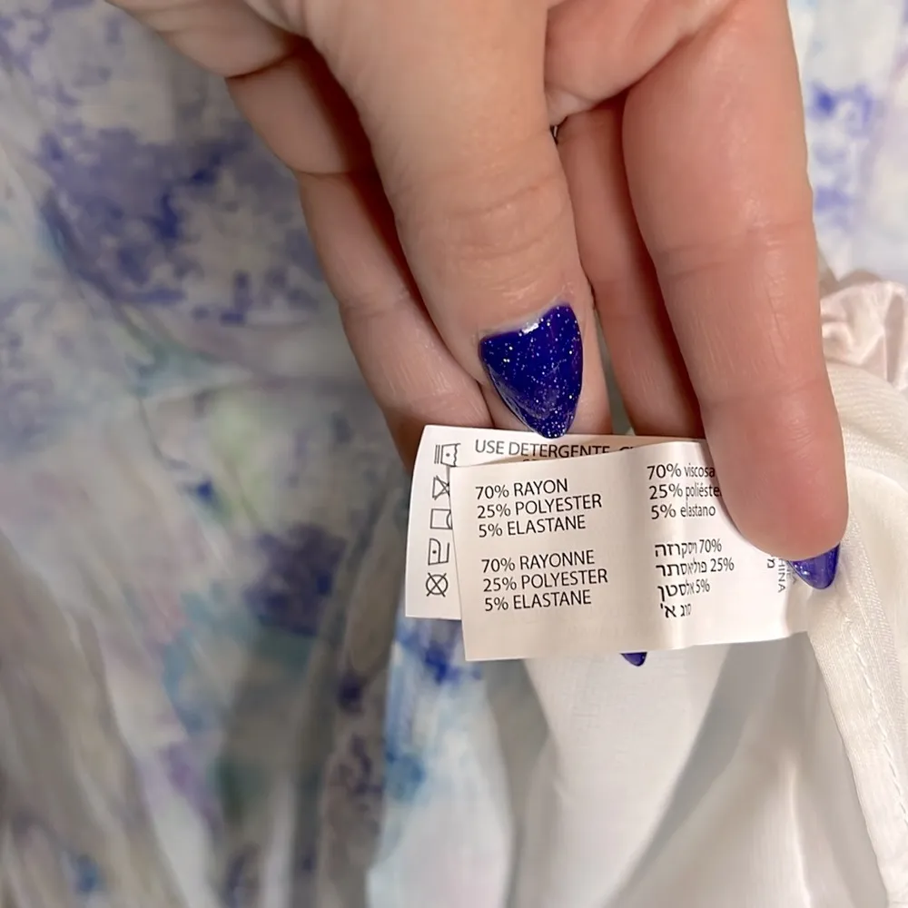 NWT DEX Pastel Mauve Blue Watercolor Sleeveless Ruffle Dress Pink - Image 6