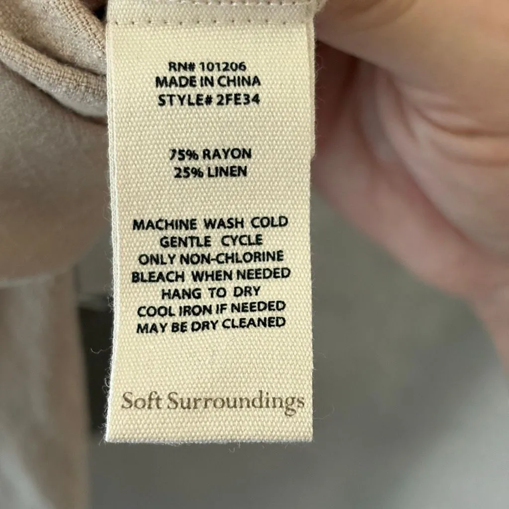 NEW Soft Surroundings Veranda Linen Blend Wide Leg Tiered Palazzo Pants Size L - Image 9