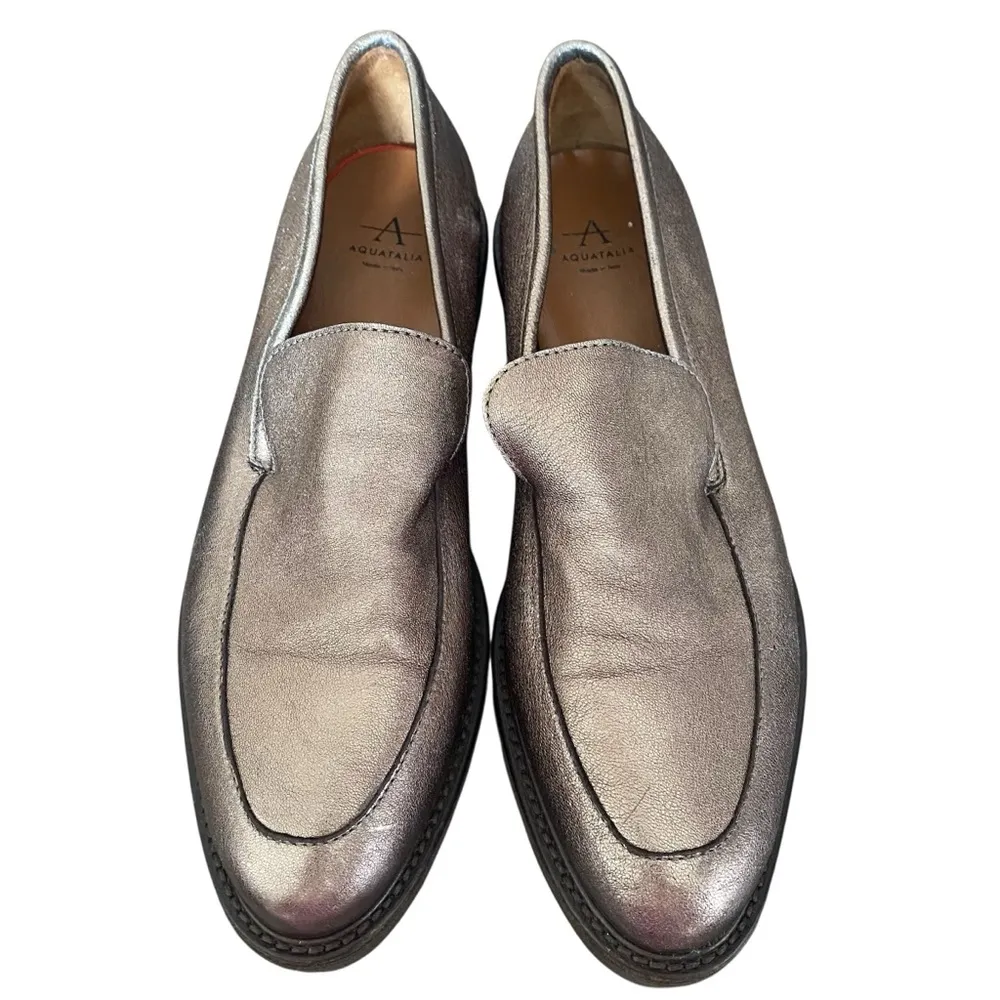 Aquatalia Kelsey Weatherproof Leather Bronze Slip On Loafer Shoes size 9 - Image 3