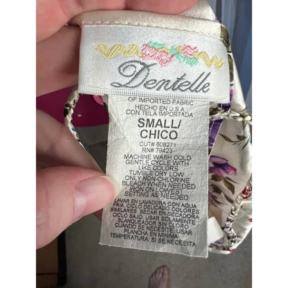 negligee nightgown satin floral purple crimson green NWT - Image 9