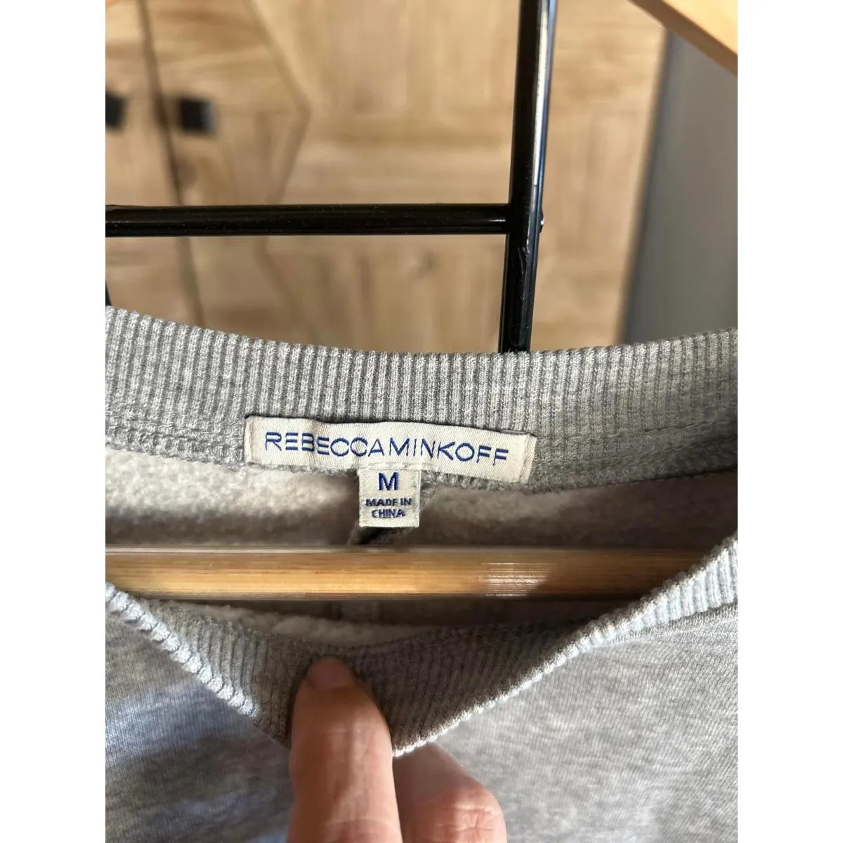 Rebecca Minkoff Crew Neck Sweater Medium Gray Snap Button Sleeve - Image 5