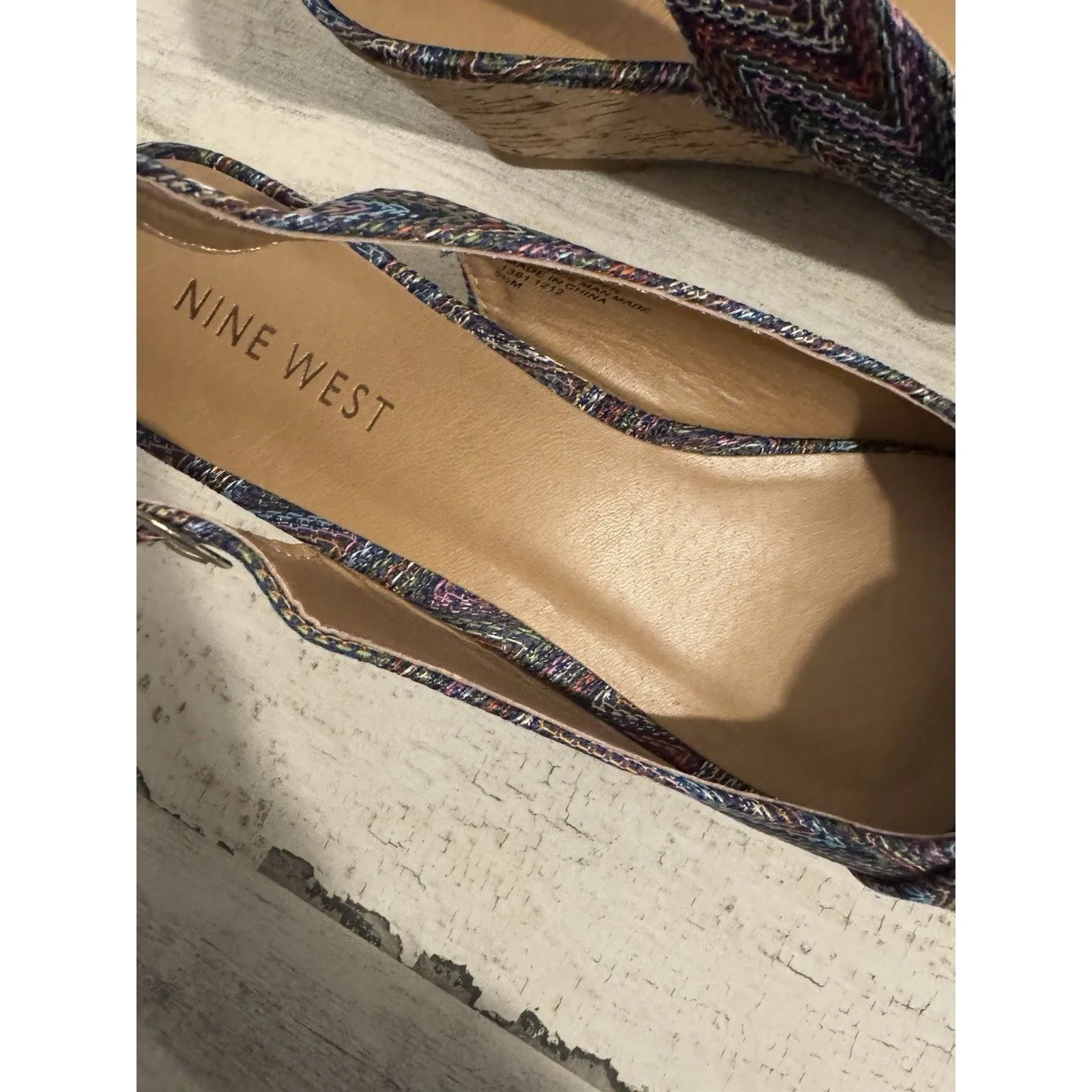 EUC Nine West ABBE Boho Cork Wedge Sandal Size  5 1/2 M Woven Hippie - Image 6