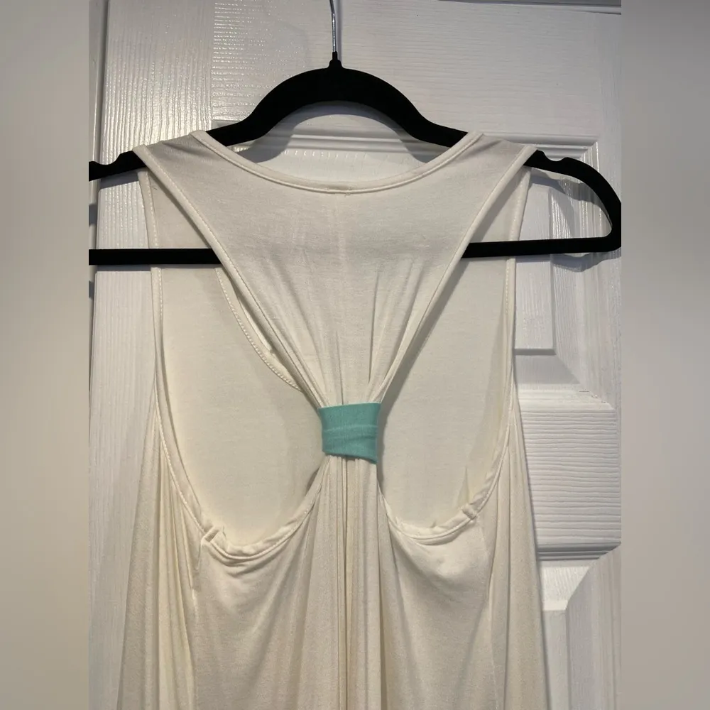 Rachel Kate Size L Cream Aqua Blue Racerback Flowy A Line Tank Top Anchor Print - Image 2