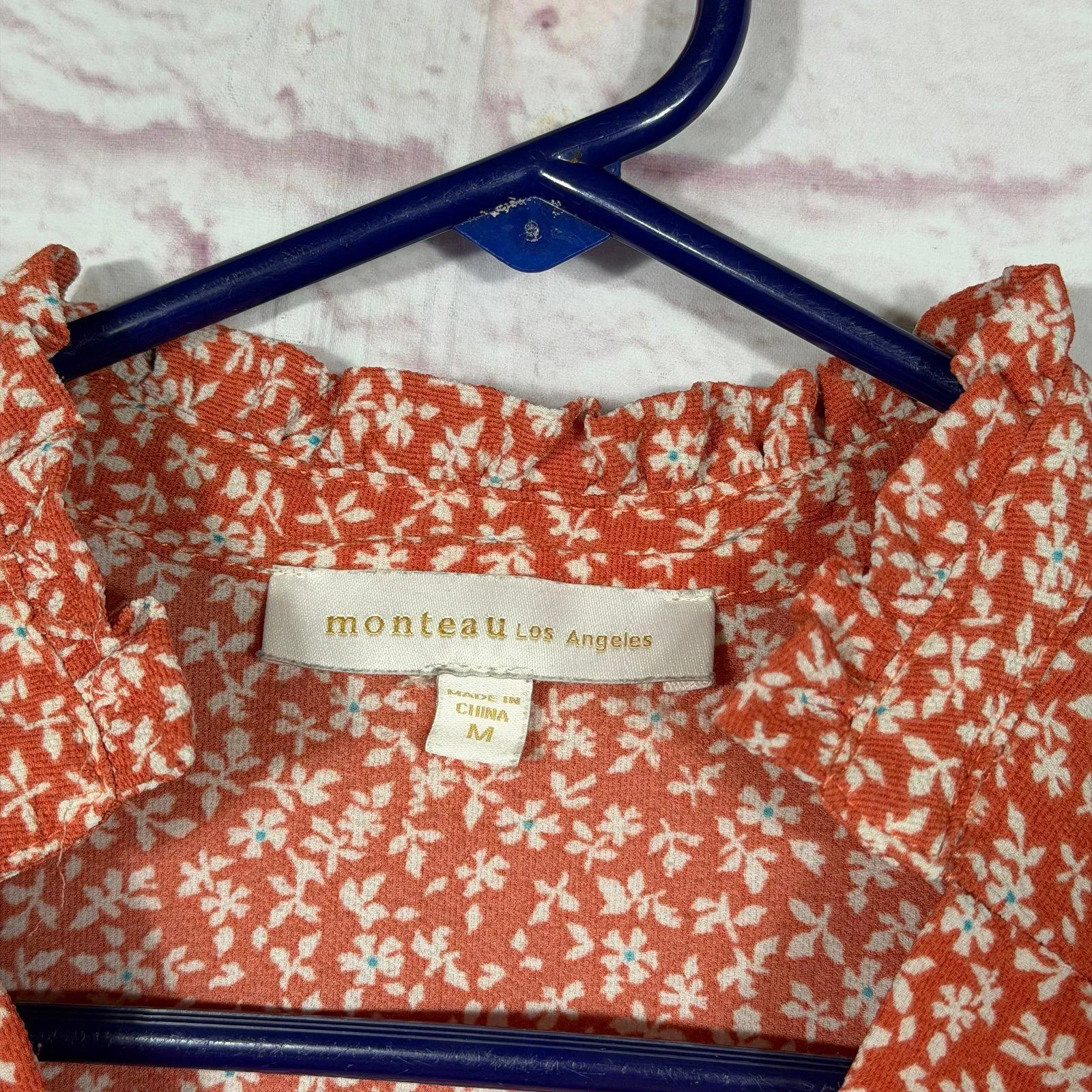 Monteau Los Angeles Floral Peplum Blouse Medium - Image 5