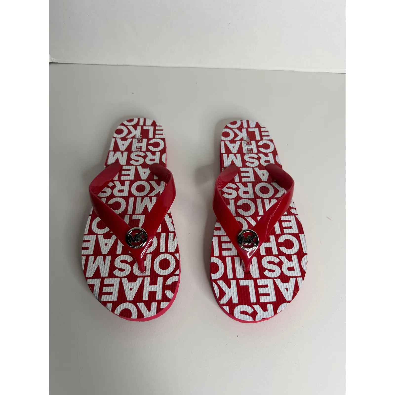 Michael Kors Red White Flip Flops Thong Sandal Size 8 - Image 3