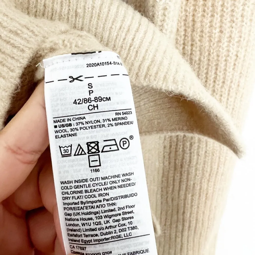 Banana Republic Wool‎ Mock Neck Stretch Basic Sweater in Tan Beige BR Size Small - Image 8