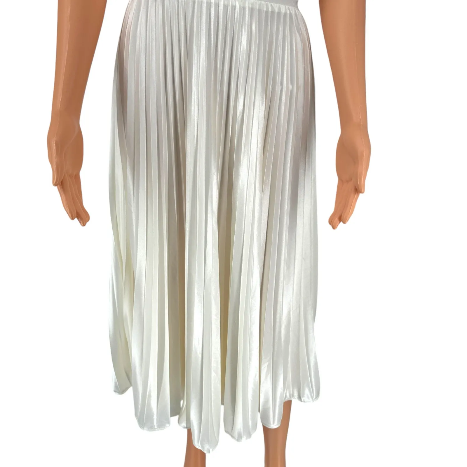 Lulus White One Shoulder Pleated Midi Dress M Grecian Formal Prom Wedding - Image 5