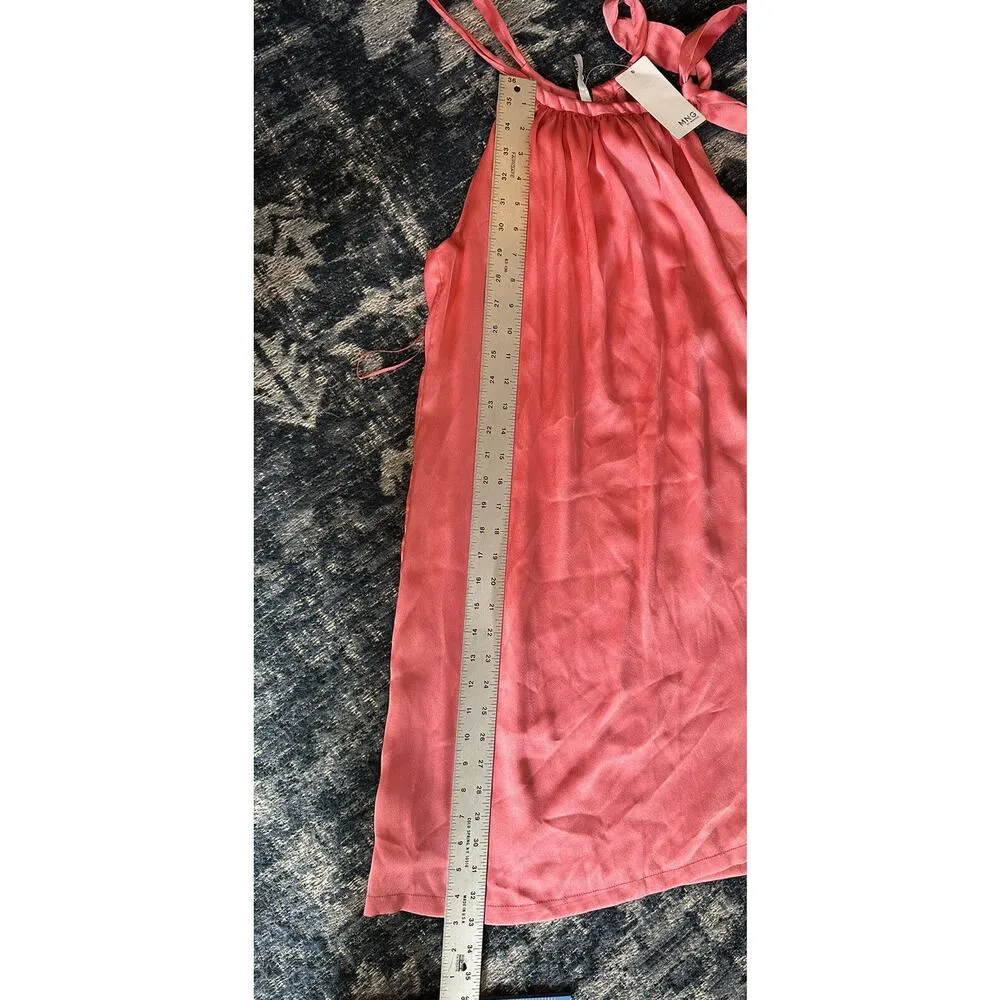 MNG By Mango Dress Women's Coral Halter Sleeveless Satin Lined Size 4 NEW - Image 6