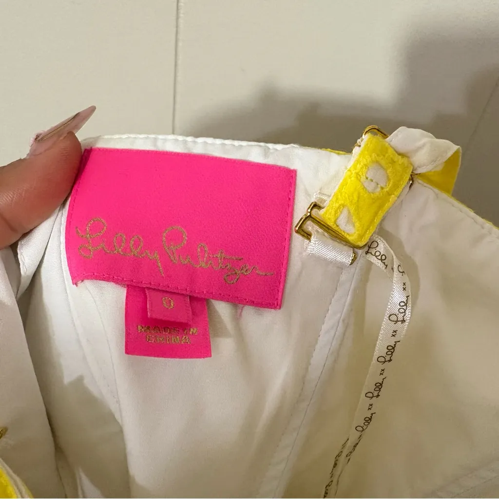 Lilly Pulitzer Yellow Blossom Eyelet Dress Pineapple Juice Flower Petal Size 0 - Image 10