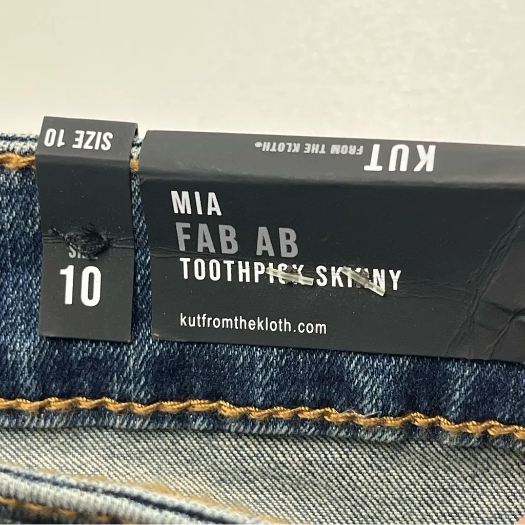Kut From the Kloth Mia Fab Ab Toothpick Skinny Jean Women Size 10 Blue Denim NEW - Image 4