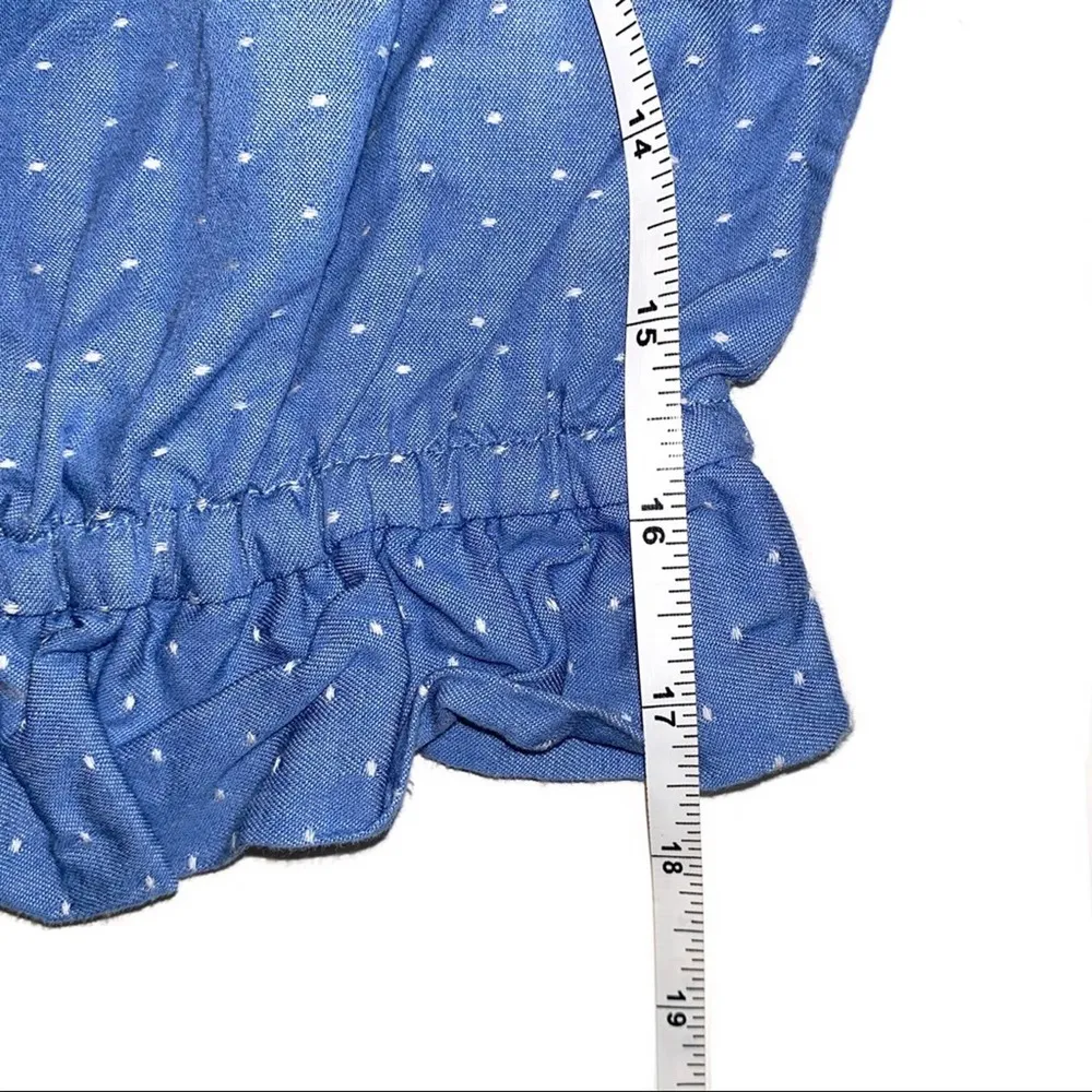 Tularosa Elinor One Shoulder Blue Chambray Textured Top SMALL - Image 9