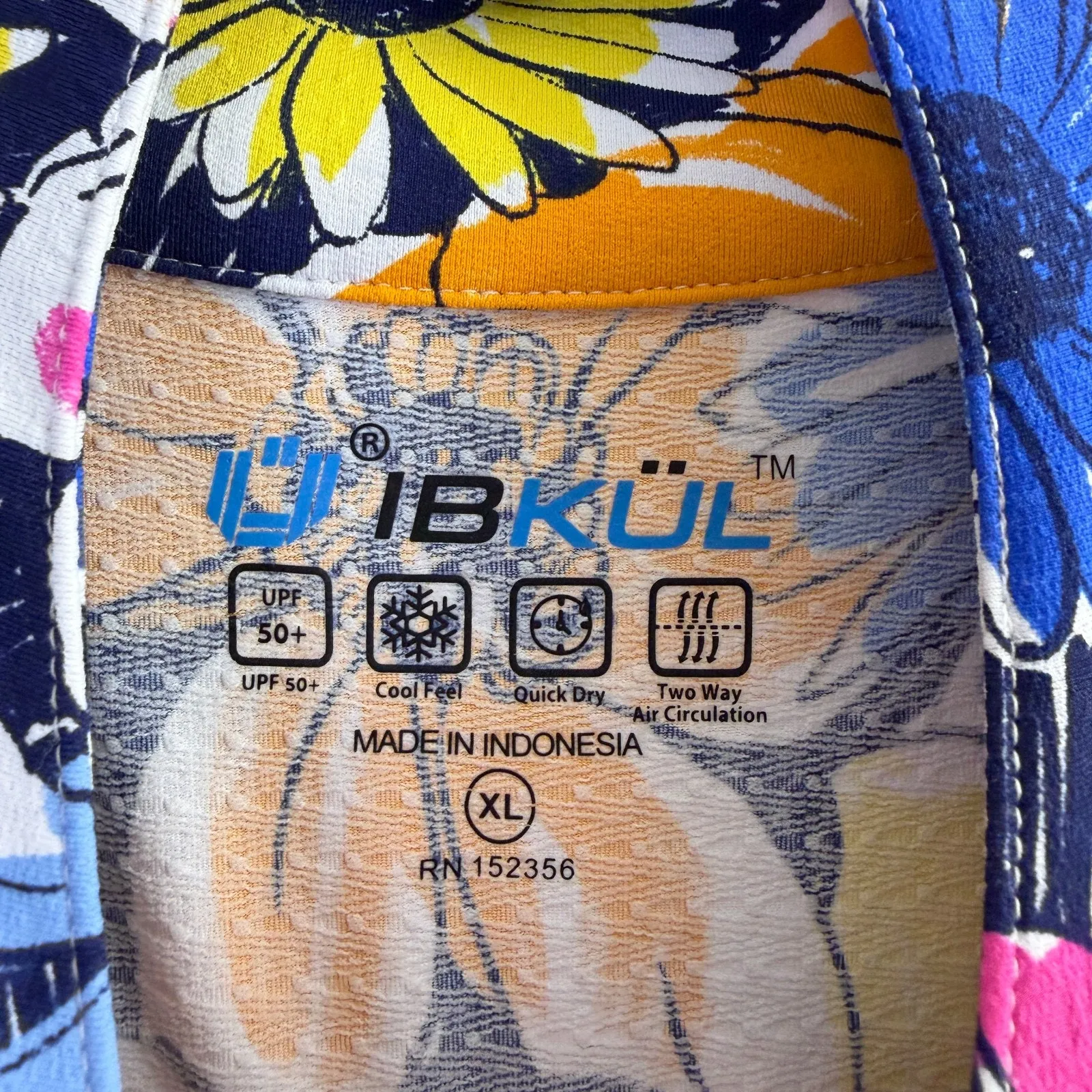 Ibkul Womens Short Sleeve Sun Shirt Womens XL Multi Floral Zip Golf Hiking UPF Blue - Image 6