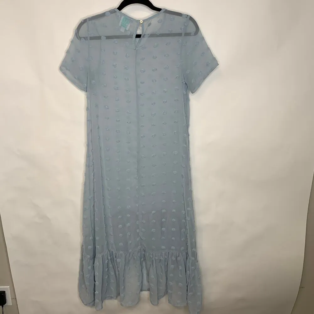 Shop the Mint Sheer Polka Dot Dress Hi Low Boho Cottage Sz Small - Image 7
