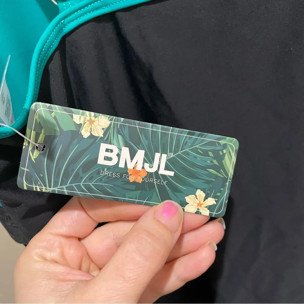 BMJL One Piece Swimsuit Tummy Control Black and Green Blue Size XL - Image 9