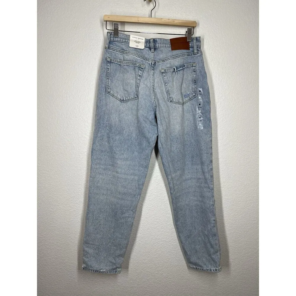 Lucky Brand Drew Mom High Rise Taper Jeans 6/ 28 Distressed Ankle Light Wash - Image 5