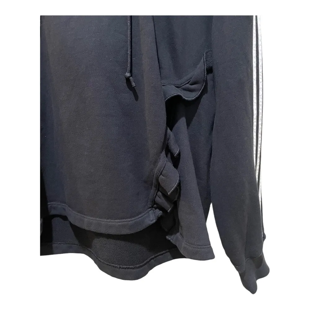 Adidas Bellista Ruffle Hoodie Sweatshirt Black Size Small - Image 3