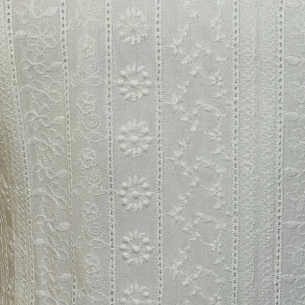 CeCe White Eyelet Shirred Ruffled Tiered Midi Dress NWT 2 - Image 3