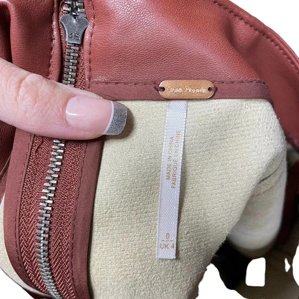 Free People Modern Femme Vegan Leather Skirt Cognac Brown Tan Size 0‎ - Image 9