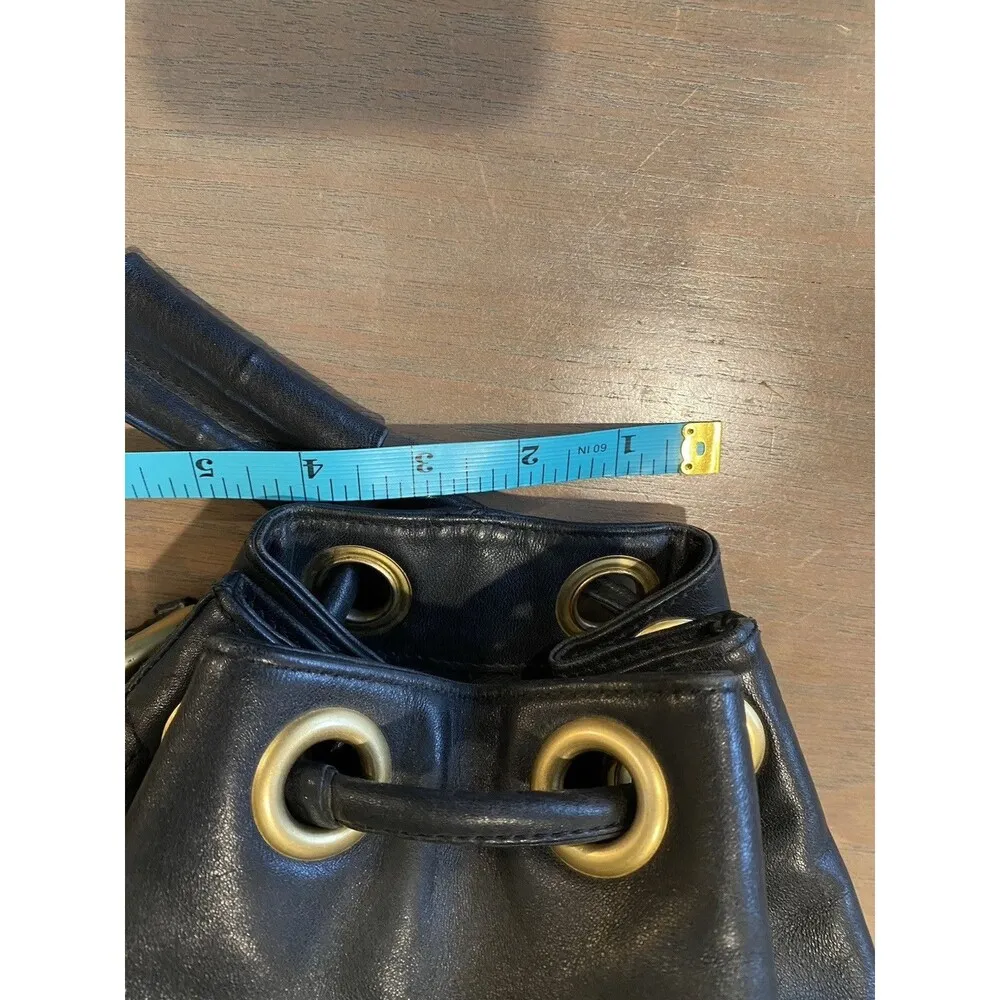 Leather Anne Klein II Vintage Bucket Bag Purse Handbag Matte Gold Accents EUC - Image 10