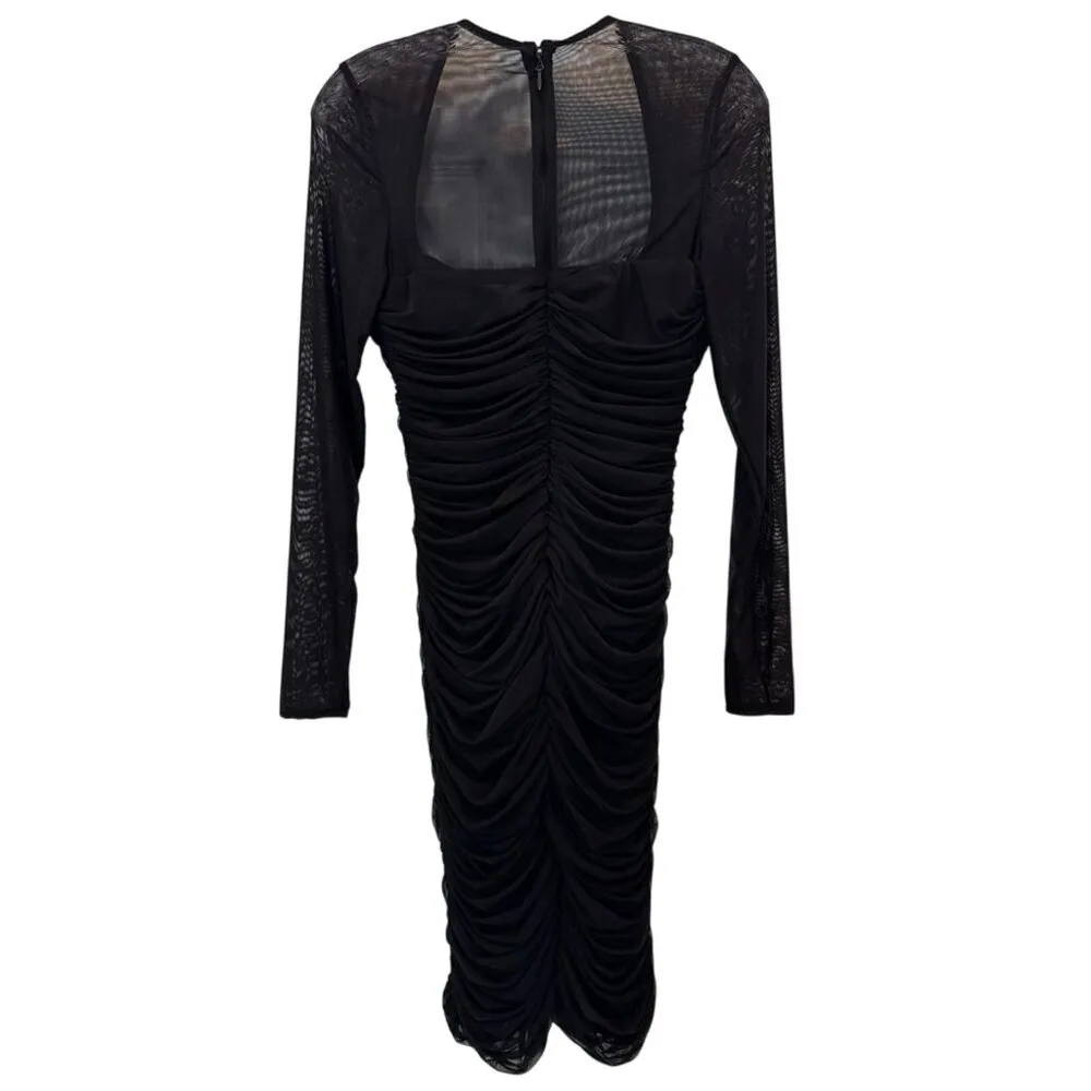 House of CB Tavia Black Ruched Mesh Dress Size XS - Image 8
