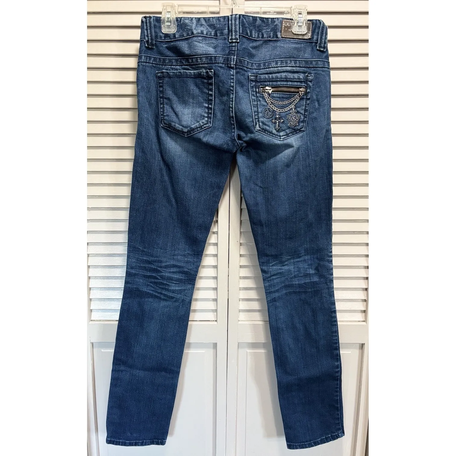 Guess Daredevil Skinny‎ Denim Jeans Zippers Logo Size 31x31 Low Rise - Image 4