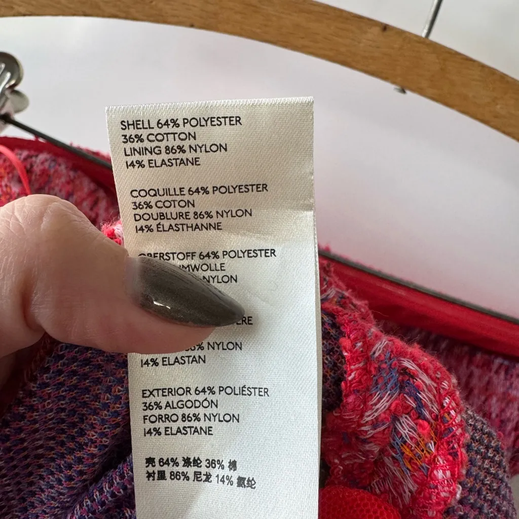 Maeve‎ Anthropologie Womens Shannon Strapless Peplum Plaid Tweed Pink Top Sz M - Image 8