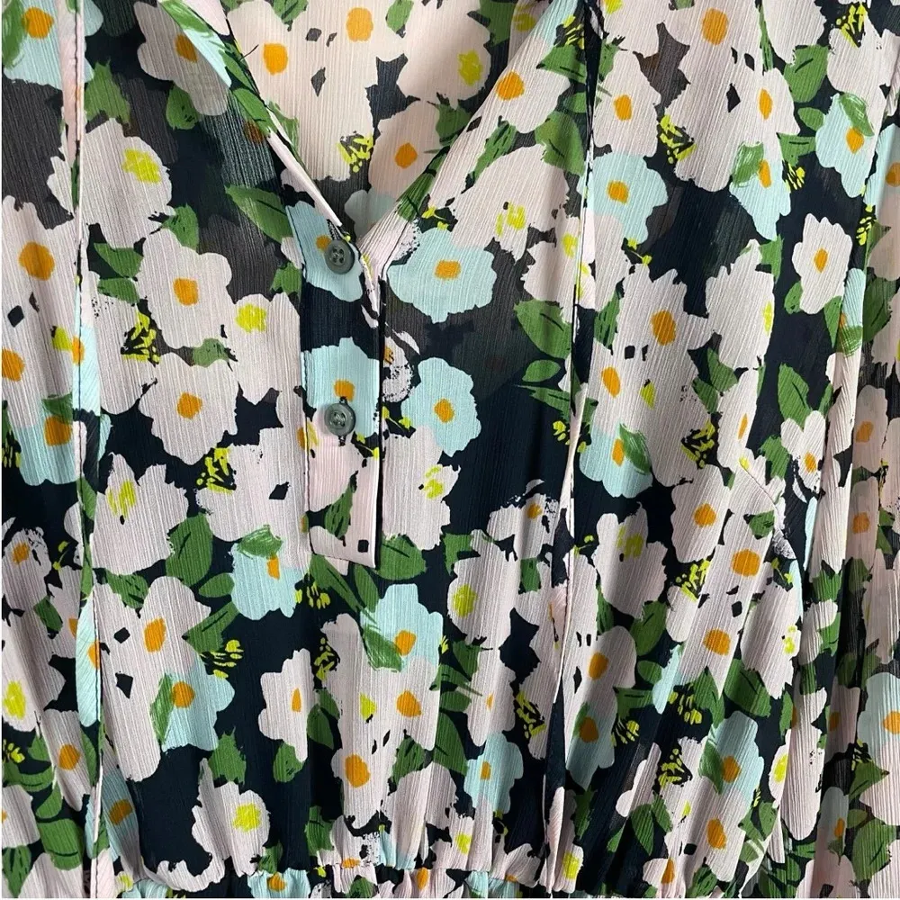 J. Crew Mercantile Drapey Floral Tie-Front Dress in Blue/Purple Size XS - Image 10