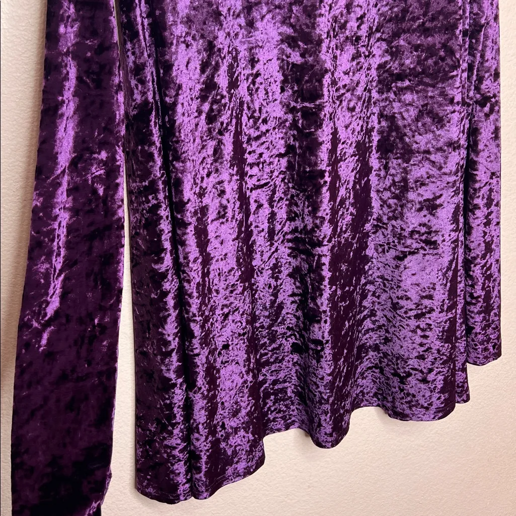 Junkfood Velvet Purple Long Sleeve Mini Dress. Size XS - Image 3