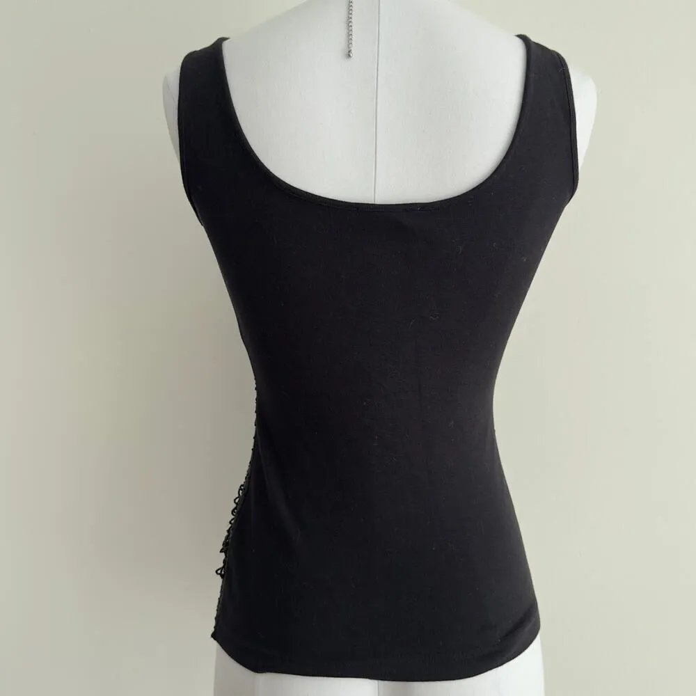 NEW Vivienne Tam Beaded Top Womens Small Sequin Floral Tank Black Dead Stock - Image 5