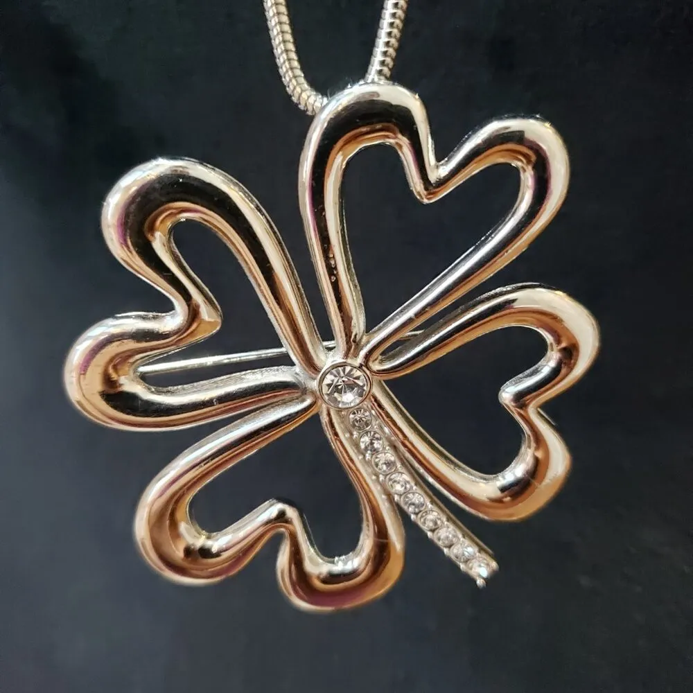 Women's Gold Tone Rhinestone Alloy Irregular Flower Snake Chain Pendant Necklace - Image 3