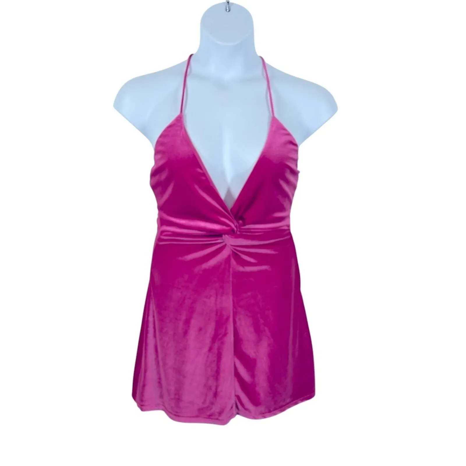 Revolve More To Come Kimmie Pink Velvet Mini Dress Sz M Barbiecore Party Size M - Image 4
