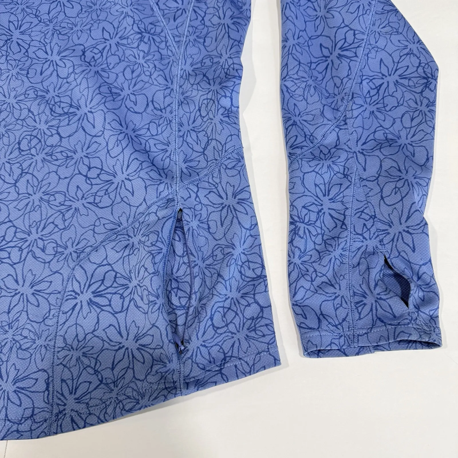 LL Bean Blue Mid Weight 1/4 Zip Base Layer Quick Dry Pullover Size LARGE Pocket - Image 9