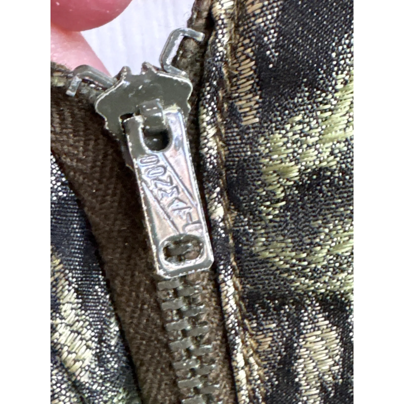 Vintage 1950s Olive Gold Brocade Cocktail Dress with Boned Bodice  XS - Image 13