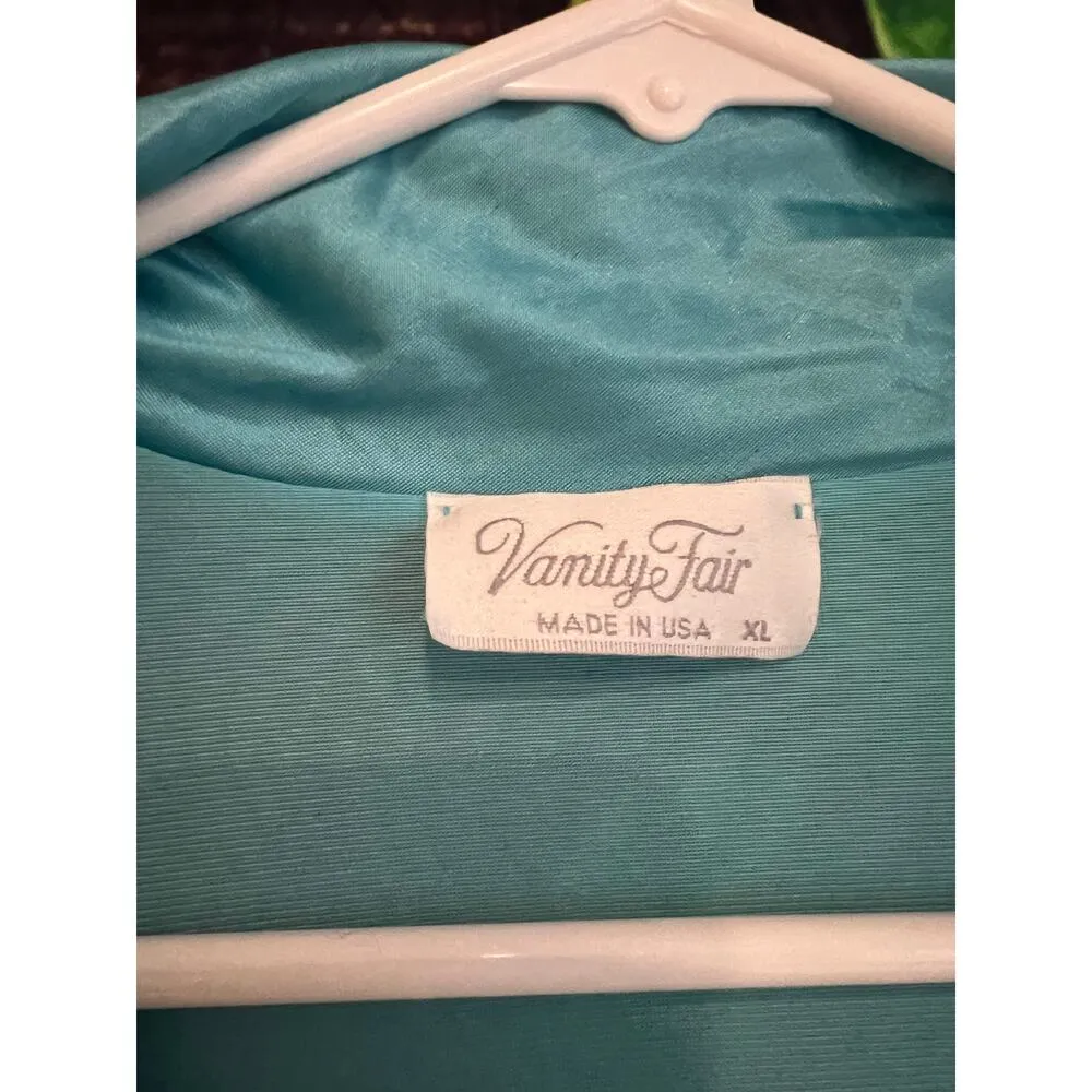 Vintage Vanity Fair Turquoise Blue Lace Nightgown Pajama Sleep Shirt USA XL - Image 5