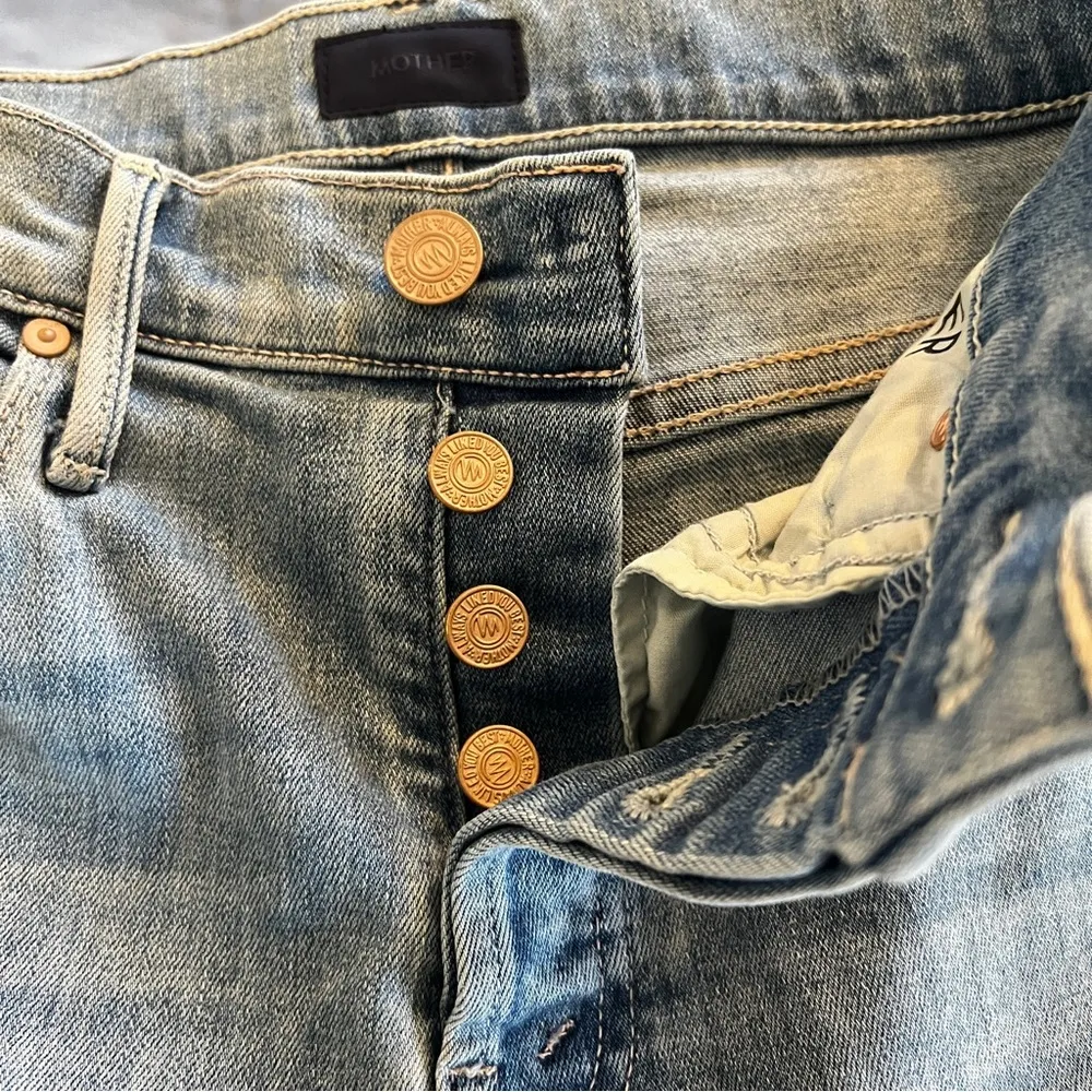 MOTHER The Stunner Ankle Fray Size 24 Hit The Jackpot Light Wash Blue Distressed - Image 7