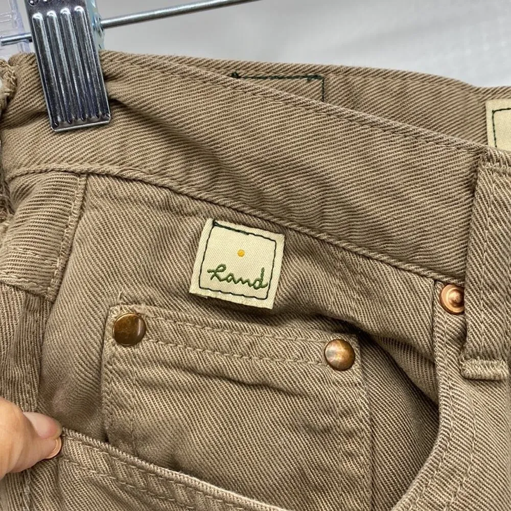 Indigo land relaxed high waisted wide leg soft pants made in USA sz 30 Tan - Image 3