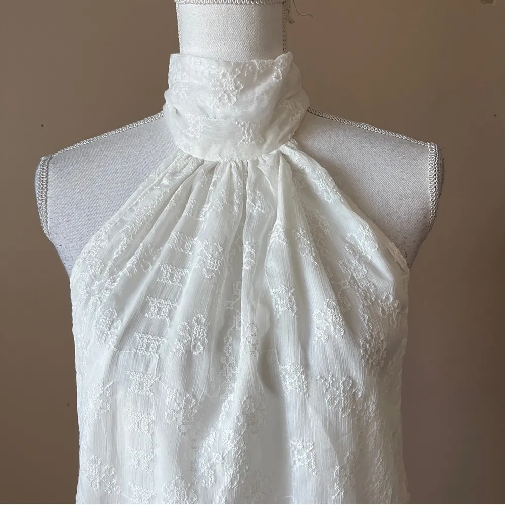 BISHOP & YOUNG | White Lace Halter Sleeveless Top Sz XS - Image 2