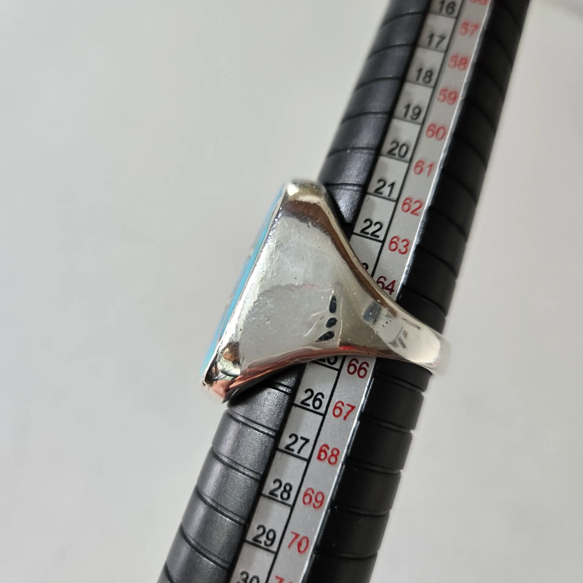 Turquoise and Silver Ring Blue - Image 4