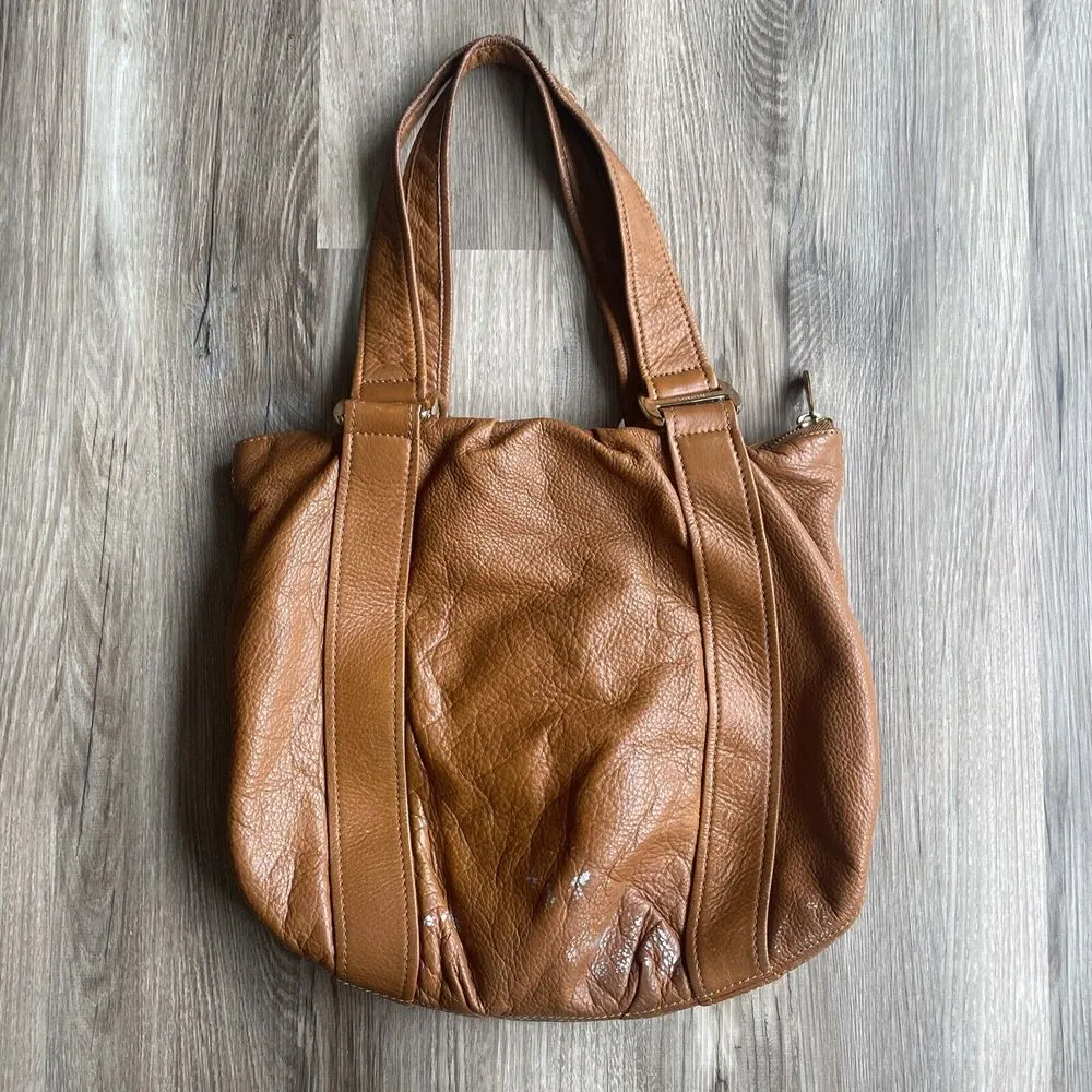Michael Kors Camel Leather Large Hobo Shoulder Bag Gold Metal Y2K‎ Purse - Image 4