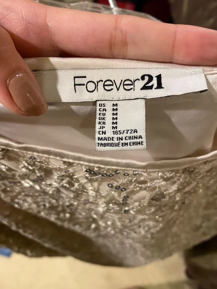 Champagne Sequins Skirt Gold Size M - Image 6