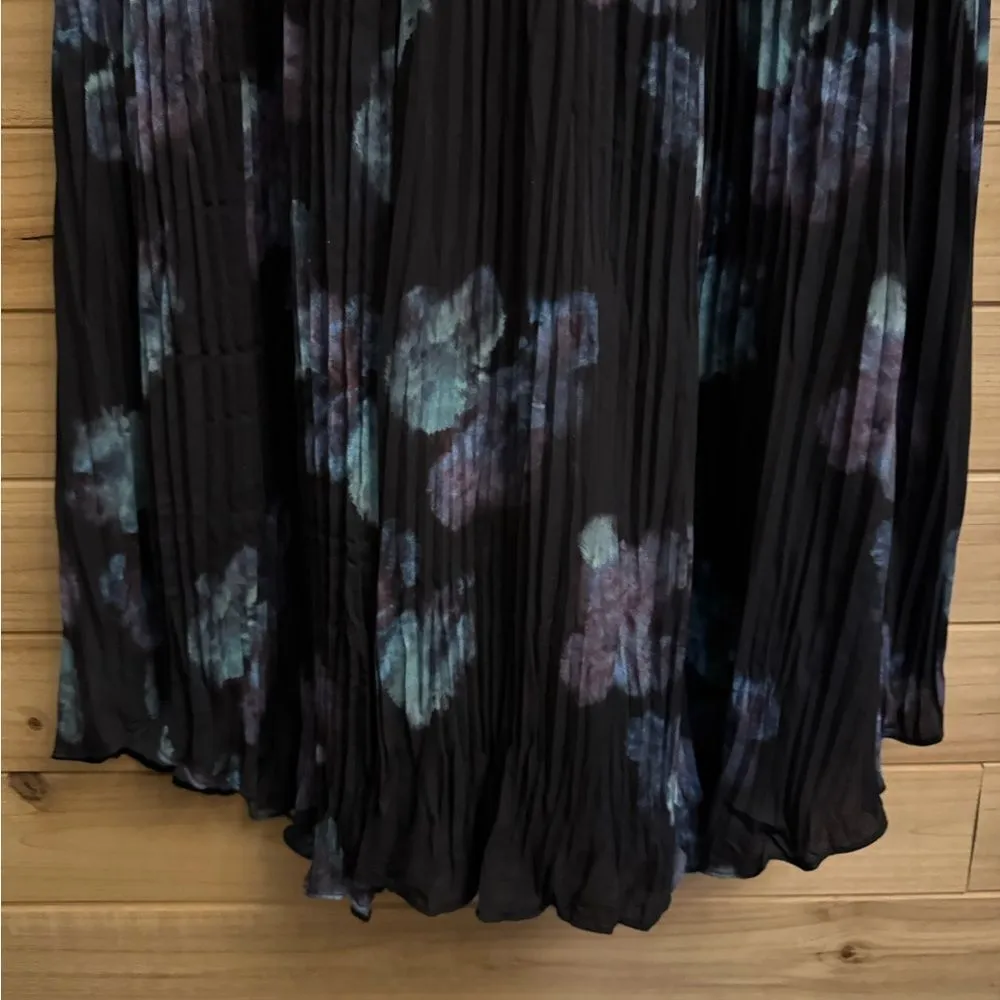 NWOT Vince Size 12 Pleated Twist Front Watercolor Floral Print Midi Dress - Image 9