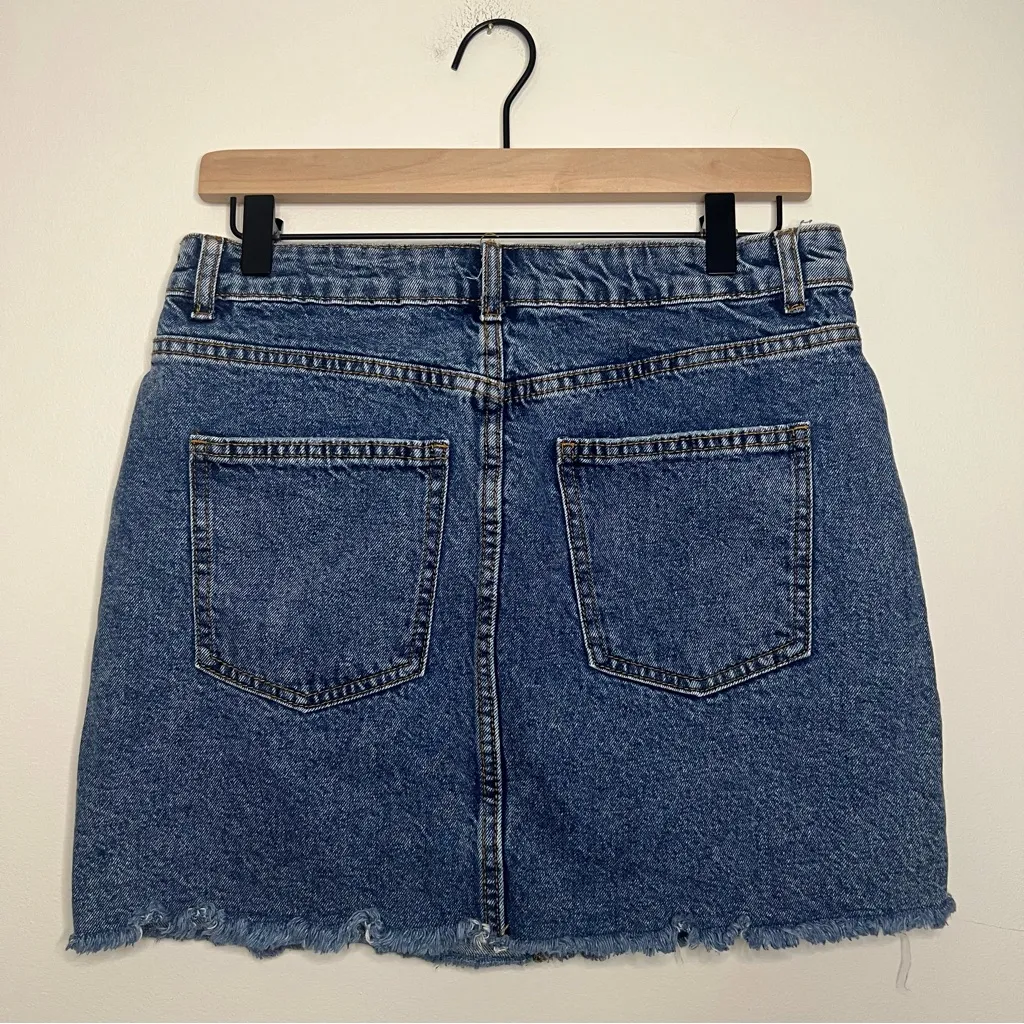 Cotton On‎ Everyday Denim Mini Skirt Frayed Hem High Waist Size 10 - Image 5