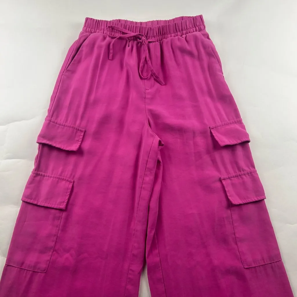 A New Day Bright Pink Drapey Wide Leg Cargo Pant XS - Image 2