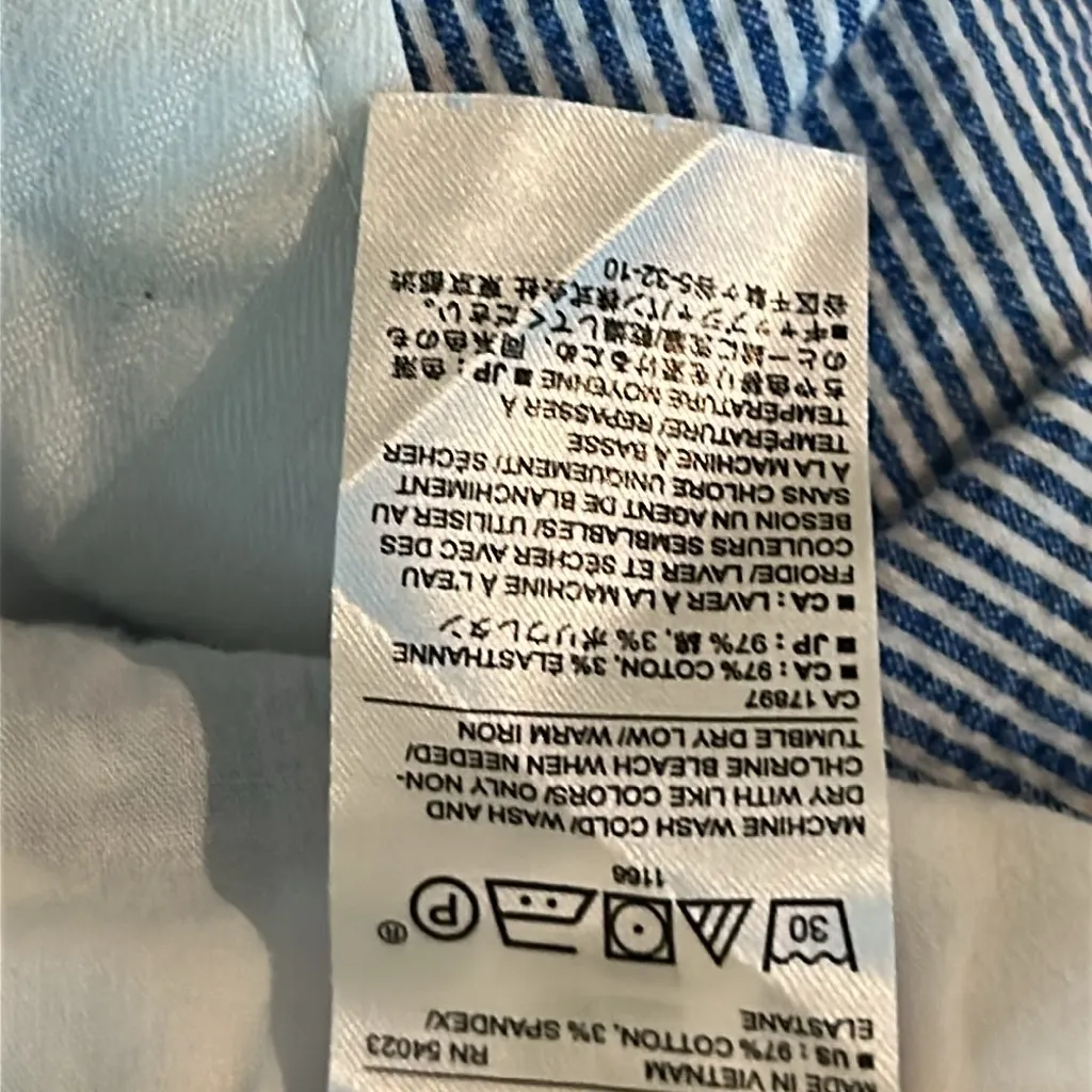 Womens Shorts-BANANA REPUBLIC-blue/white striped seersucker Bermuda Size‎ 14 - Image 6