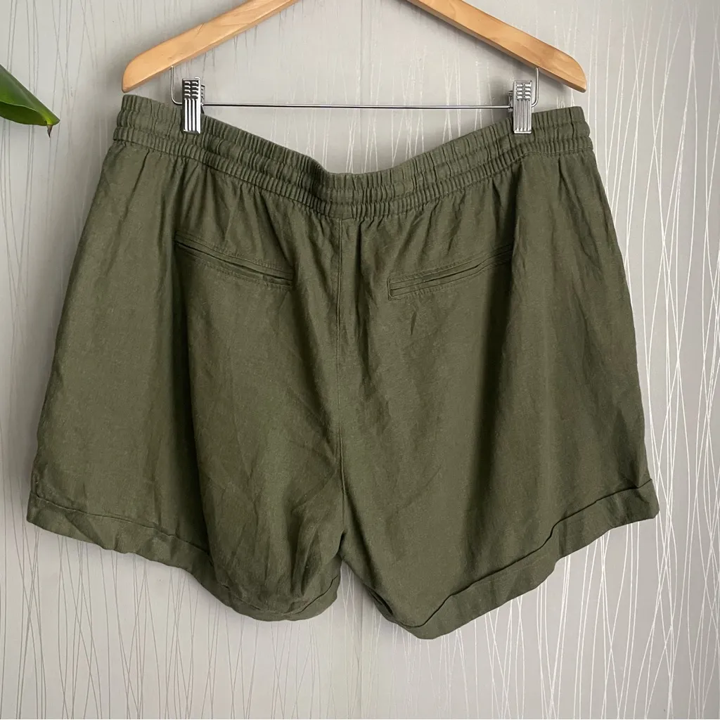 Old Navy Linen Blend Shorts Womens XL Green - Image 4
