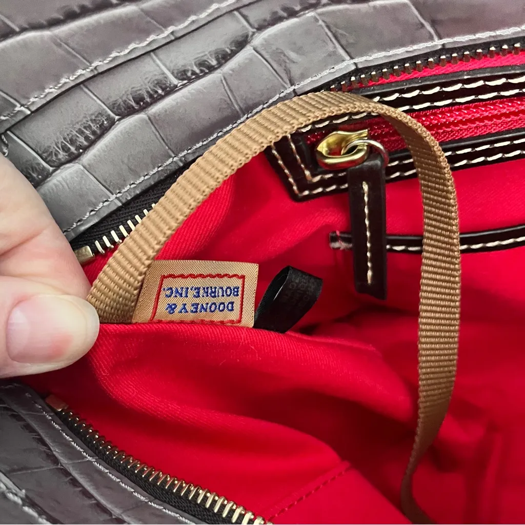 Dooney & Bourke ‘Janie’ Grey Croc Embossed Leather Tote Bag - Image 10