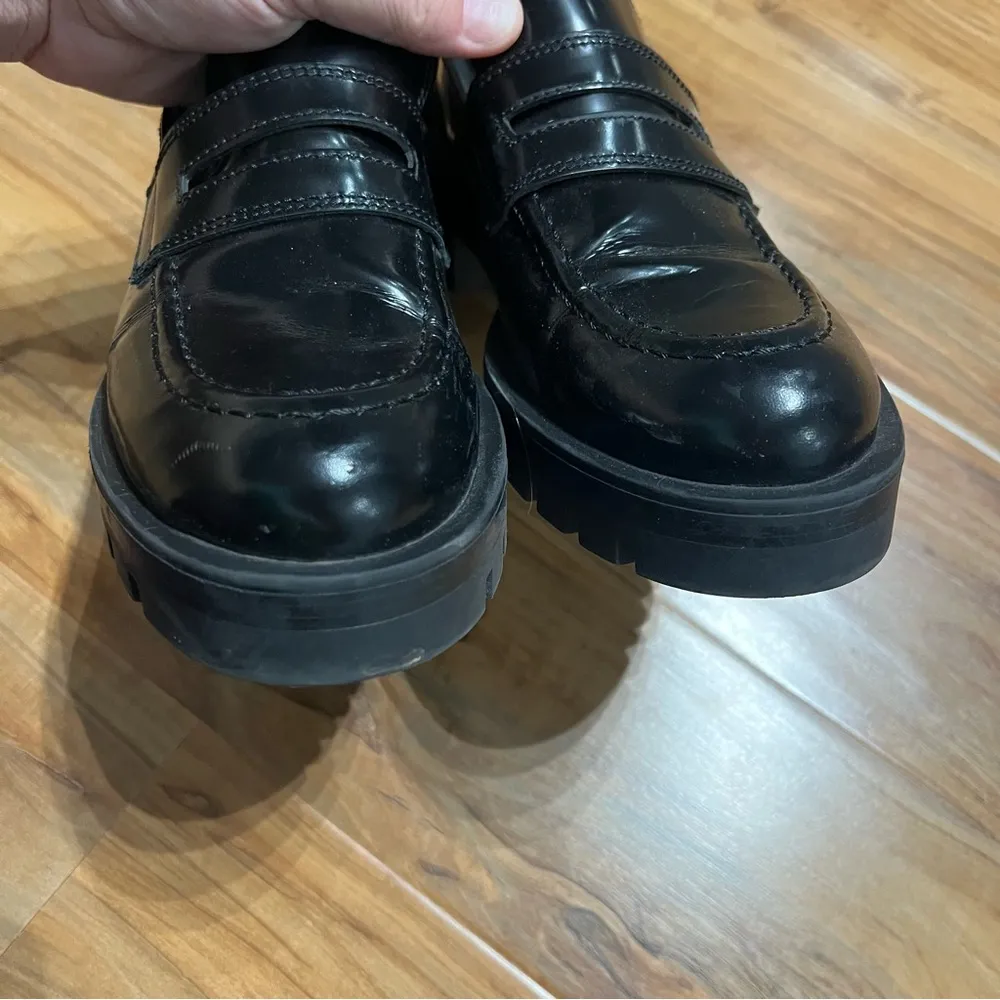 Chunky Black Penny Loafers Platform Flats Shoes EU 39 Women 8 Emo Goth Y2K - Image 5