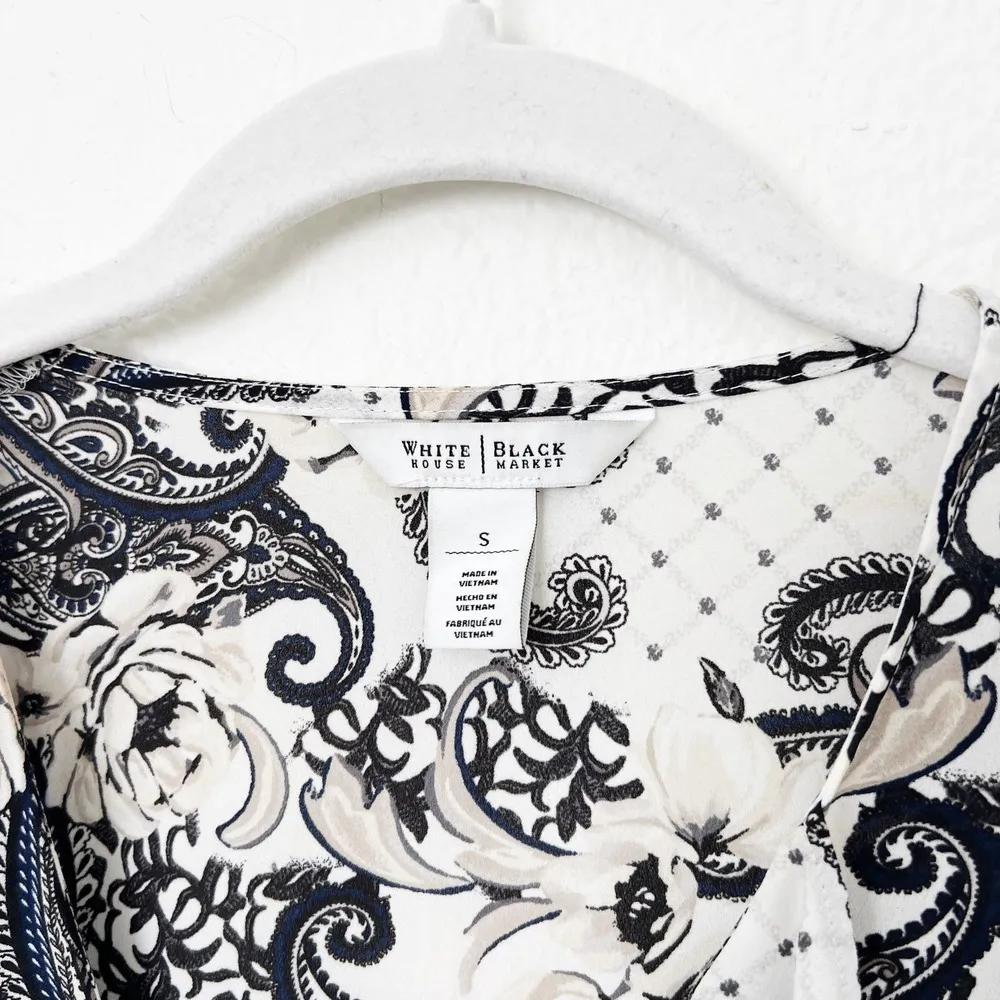 [White House Black Market] Floral Paisley V-Neck Ruffle Sleeveless Blouse Small - Image 10